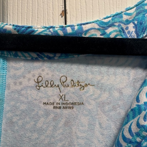 Lilly Pulitzer Turquoise & White Patterned “Chilly Lilly” maxi dress size XL EUC - Picture 2 of 4